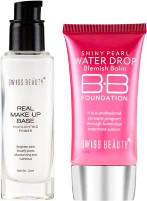 SWISS BEAUTY Face Highlighter Primer with BB Cream Foundation Combo(2 Items in the set)