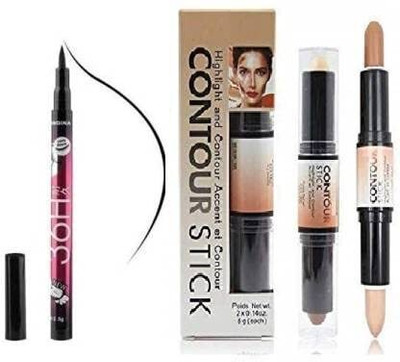 Saucefin Contour Concealer Stick With 36H Eyeliner(2 Items in the set)
