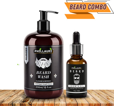 Phillauri Beard Growth Oil - More Beard Growth And Beard Wash Cleanse & Refresh Relieves Beard(2 Items in the set)