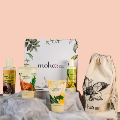 Moha Self Pampering Gift Kit | Relaxing Routine Gift Set Includes Nail Cream, Foot Cream, Hair Oil & Rejuvenating Massage Oil(4 Items in the set)