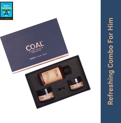 COAL CLEAN BEAUTY Refreshing Face Cleanser, Mother of Pearl Face Scrub & Revitalizing Cream For Men(3 Items in the set)