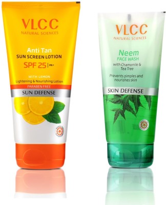 VLCC Anti Tan Sun Screen Lotion - SPF 25 PA & Neem Face Wash 150ml(2 Items in the set)