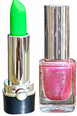 Luipui GREEN COLOUR CHANGE TO PINK LIPSTICK AND PINK NAIL POLISH PACK OF2(1 Items in the set)