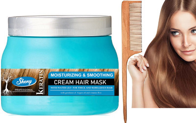 Sheny Kacchi Neem Comb, Wooden Comb hair spa keration mask(2 Items in the set)