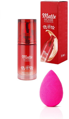 Maryville new look best foundation with beauty blender new combo pack of 2(2 Items in the set)
