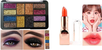 GFSU - GO FOR SOMETHING UNIQUE Gel Lipstick With 12 Color Glitter Eye Shadow(2 Items in the set)