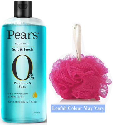 Pears Soft & Fresh Body Wash (250ml) Premium Quality Bathing Loofah(2 Items in the set)