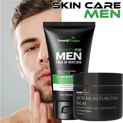 smartdrops Men Face Cleanser & Moisturizing Cream for Deep Cleansing & Oil Control Combo Pack(2 Items in the set)