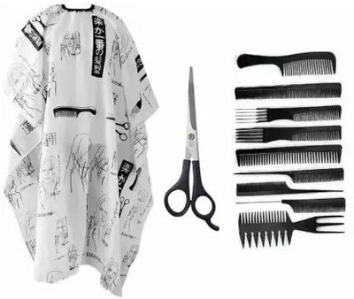 Tifurko Salon Hair Cut Styling Barbers Combs Brush Set With Scissors Cutting Sheet(11 Items in the set)
