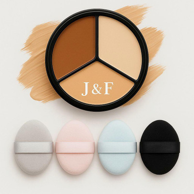 J & F Pocket-Friendly Flawless finish makeup tool | 3 Shade Concealer & Finger Puff Combo(1 Items in the set)