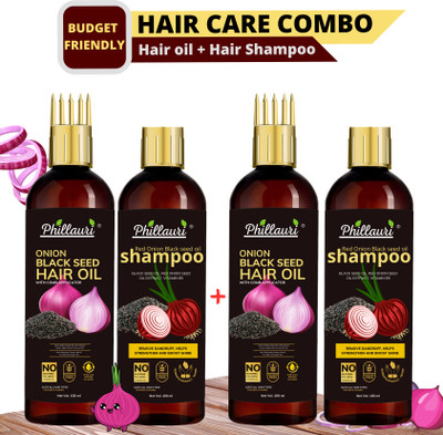 Phillauri Red Onion Black Seed Oil Ultimate Hair Care Kit (Shampoo + Hair Oil)(4 Items in the set)
