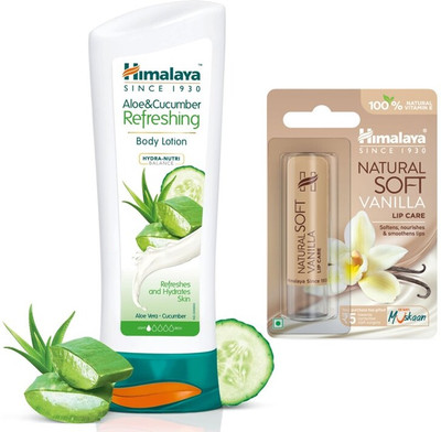 HIMALAYA CUCUMBER BODY LOTION 200ml + VANILLA LIP CARE 4.5G(2 Items in the set)