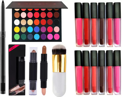 SUBHMUN Professional Glazed Eyeshadow Palette & 5 Makeup Brush & 36H Black Eyeliner(5 Items in the set)