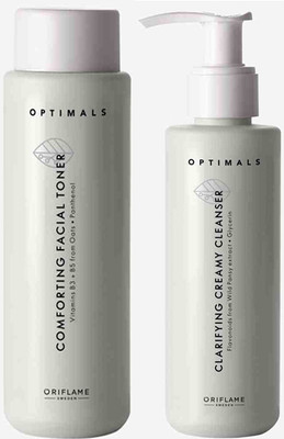 Oriflame Sweden optimals comforting facial toner-150ml with clarifying creamy cleanser-150ml.(2 Items in the set)