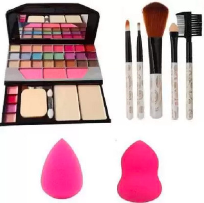KAATO 6155 Makeup kit + 5 pcs Makeup Brush + 2 pc Blender Puff Combo(8 Items in the set)