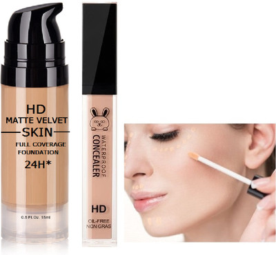 ADJD Liquid Concealer Full Coverage With 24 H Matte Perfect Cover Foundation(2 Items in the set)
