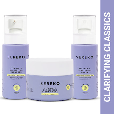 SEREKO Clarifying 3 Steps Daily Skincare Routine Combo Moisturizer Night Cream, Toner & Cleanser(3 Items in the set)