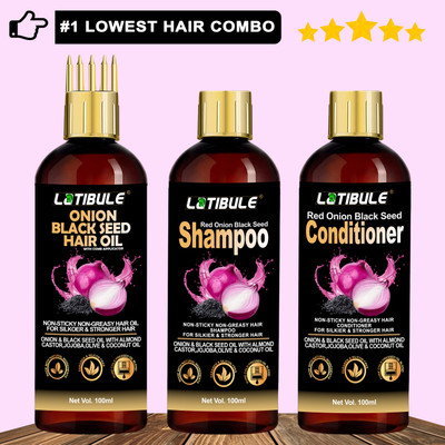 Latibule Red Onion Black Seed Oil Ultimate Hair Care Combo (Shampoo + Hair Conditioner + Hair Oil(1 Items in the set) Latibule Red Onion Black Seed Oil Ultimate Hair Care Combo (Shampoo + Hair Conditioner + Hair Oil(1 Items in the set)