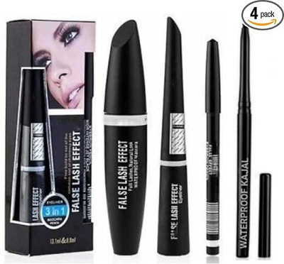 FLENGO set of 4 kajal ,eyeliner and mascara(4 Items in the set)