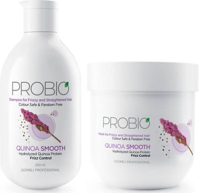 Godrej Professional Probio Quinoa Smooth Shampoo(250ml) and Mask(200g)| For Frizzy Hair(2 Items in the set)
