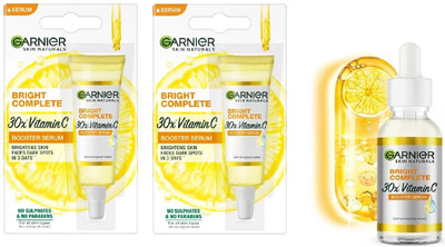 Garnier Men 2pcs Bright Complete Vitamin C 30x Booster Serum-7ml+Vitamin C 30x Booster Serum-15ml(2 Items in the set)