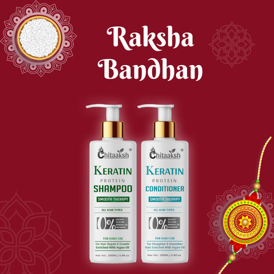 CHITAAKSH Sulphate Free Keratin Protein Smooth Shampoo and Conditioner Hair Care Kit(2 Items in the set)