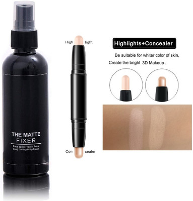 FELICECHIARA HD Highlighter and Contour Stick Highlighter With Makeup Fixer Natural(2 Items in the set)