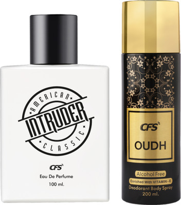 CFS Intruder White EDP Long Lasting Perfume & Oudh Black Deodorant Body Spray(2 Items in the set)