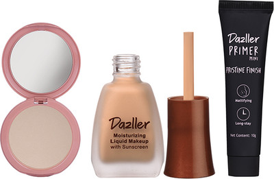 Dazller Face Makeup Essentials - Biscotti - Foundation,12ml + Compact,9g + Primer,10g(3 Items in the set)