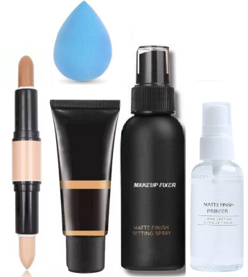 Latixmat NEW HD FOUNDATION,MAKEUP BASE PRIMER,2 IN 1 CONCEALER STICK,MAKEUP SETTING FIXER & MAKEUP BLENDER(5 Items in the set)