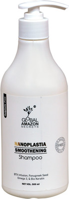 Global Amazon Secrets Nanoplastia Smoothening Shampoo | Btx Infusion, Fenugreek, Omega 3 & BioKeratin(500 ml)