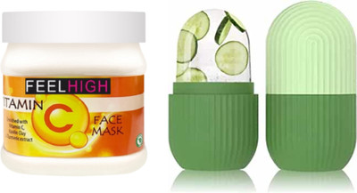 feelhigh Ice Roller-10ml -Multicolor -With Vitamin C Mask-500ml Skin Care products(2 Items in the set)