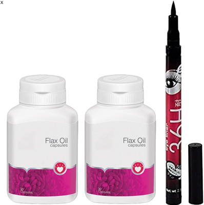 Rastic Assure 36h Liquid Eyeliner With Vestig Flax Oil Capsule Pack of 2-Lid-84(3 Items in the set)