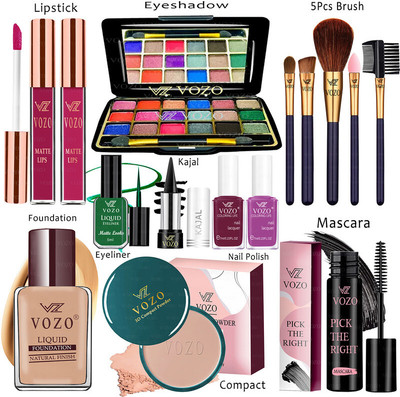VOZO Makeup Combo Kit One-stop Beauty Package for Beginners and Professionals 351(15 Items in the set)