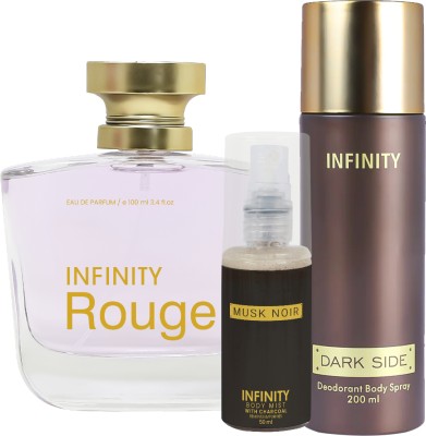 INFINITY Rouge EDP Perfume 100ml,Dark Side Deo Body Spray 200ml,Musk Noir Body Mist 35ml(3 Items in the set)