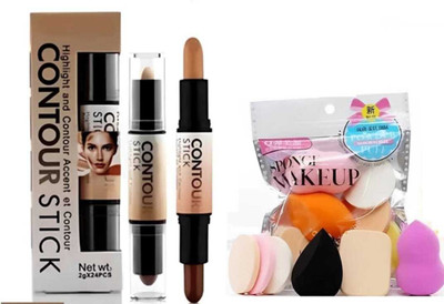 glamblush Contour Stick and Makeup Sponge Combo Set – Highlight, Contour & Blend Like a Pro (Pack of 2)(2 Items in the set)