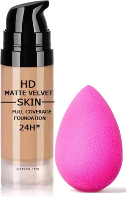 Latixmat full coverage waterproof Foundation with Makeup Beauty Blender(2 Items in the set)