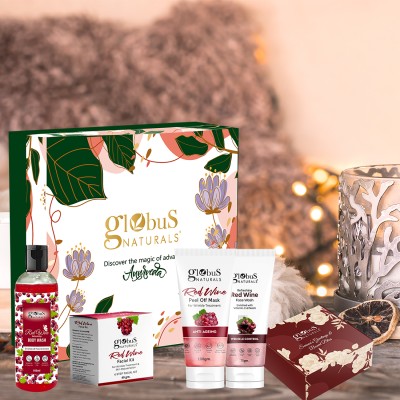 Globus Naturals Christmas Red Wine Radiance Box, Set of 5(5 Items in the set)