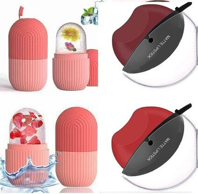 MISTY ALLE 1 ICE ROLLER WITH 2 APPLE SHAPED LIPSTICK(RED+MAROON)(3 Items in the set)