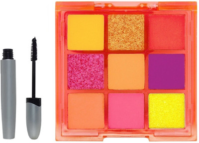 GABBU Volume Mascara - Deep Black With 9 Colors Eye Shadow Plate(2 Items in the set)