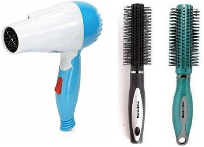 Zailie Round Roller Hair Styling Comb (Pack of 2 ) with 1290 Profesional Hair Dryer(2 Items in the set)
