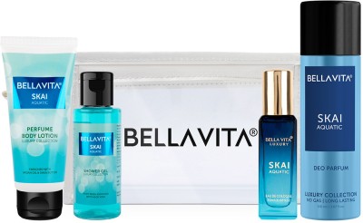 Bella vita organic SKAI Aquatic Travel Minis Kit|With Bergamot, Lavender & Pink Pepper Notes|(4 Items in the set)
