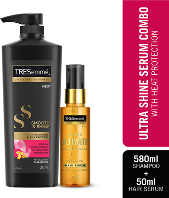 TRESemme Ultra Shine Serum Combo for Super shiny Finish - 580ml Shampoo and 50ml Serum(2 Items in the set)