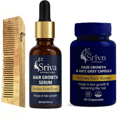 sriva Korean Hair Growth Combo | Serum (30 ml) + Capsules (30 g) | Actives from Korea | Strengthens Roots, Reduces Hair Fall(1 Items in the set)