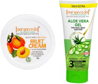 Aaryanveda Apricot Moisture cream For Fruity Glow - 90g and Aloe Vera Gel for Soothing & Nourishing Skin - 100g(2 Items in the set)