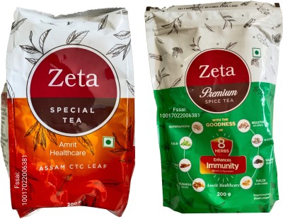 Amrit Healthcare Zeta Premium & Special Tea For Concentration (200 g each pack 2) Tulsi Instant Tea Pouch(2 x 200 g)