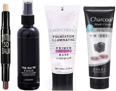 YAWI COMBO PACK FOR MATTE FIXER,TRANSPARENT PRIMER ,, CONTOUR STICK AND face pack(4 Items in the set)