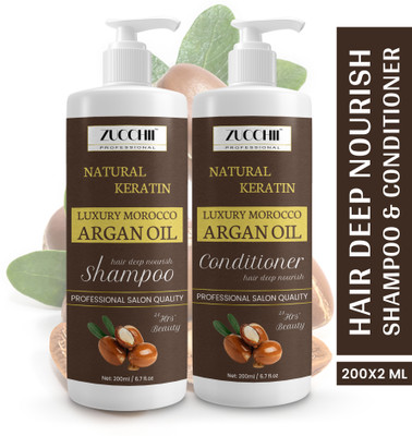 ZUCCHII Morocco & Argan Oil Shampoo & Conditioner Combo 200ml x2 - Deep Nourish Hair Care(2 Items in the set)