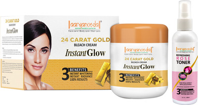 Aaryanveda 24 Carat Gold Bleach Cream 400gm And Rose Face Toner 100ml(2 Items in the set)