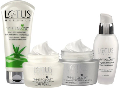 LOTUS HERBALS WhiteGlow Day and Night Pack with WhiteGlow Skin Brightening Serum+ Moisturiser 30ml(4 Items in the set)